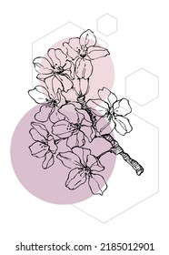 Sakura Abstract Hand Painted Illustrations for Wall Decoration, Postcard, Social Media Banner, Brochure Cover Design Background. Modern Abstract Painting Artwork. Vector Pattern