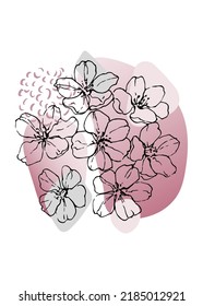 Sakura Abstract Hand Painted Illustrations for Wall Decoration, Postcard, Social Media Banner, Brochure Cover Design Background. Modern Abstract Painting Artwork. Vector Pattern