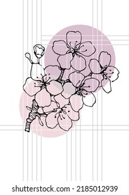 Sakura Abstract Hand Painted Illustrations for Wall Decoration, Postcard, Social Media Banner, Brochure Cover Design Background. Modern Abstract Painting Artwork. Vector Pattern