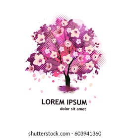 Sakura abstract tree. Vector