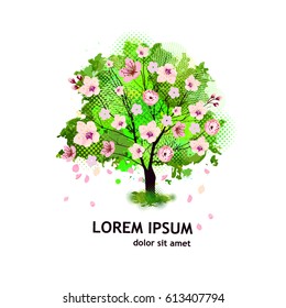 Sakura abstract tree. Vector