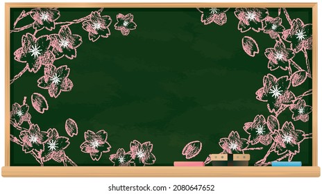 Sakura, admission, graduation blackboard illustration