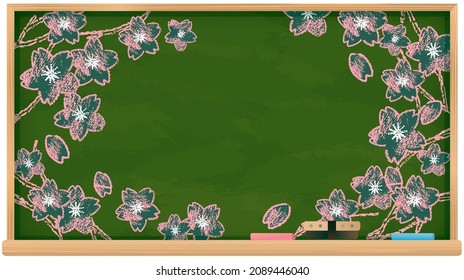 Sakura, admission, graduation blackboard illustration