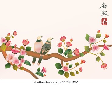 sakura , bird .