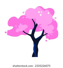 Sakura in bloom - modern flat design style single isolated image