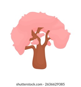 Sakura in bloom. Pink tree. Cherry in spring. Symbol of Japan
