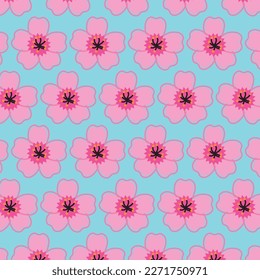 Sakura Blossom abstract pattern with blueish background