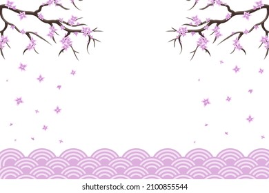 Sakura blossom branch. Falling petals, flowers. Isolated flying realistic japanese pink cherry or apricot floral elements fall down vector background. Cherry blossom branch, flower petal illustration