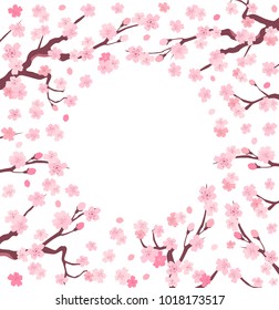 Sakura blossom card. Vector illustration.