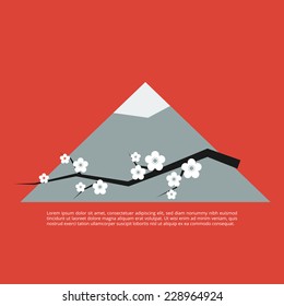 Sakura blossom greeting card in flat style