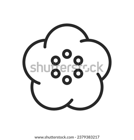 Sakura Blossom Icon. Vector Linear Illustration of Simple Cherry Blossom Flower Symbolizing Spring, Beauty, and Traditional Japanese Hanami Festivals. Nature and Botanical Design Element.