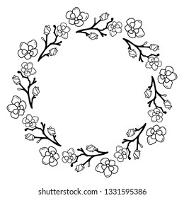 Sakura blossom round frame