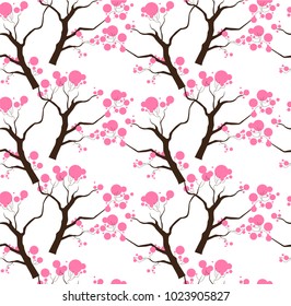 Sakura blossom tree seamless pattern