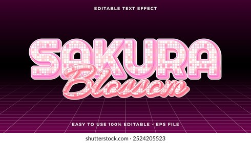 sakura blossom typography premium editable text effect, 3D glow text
