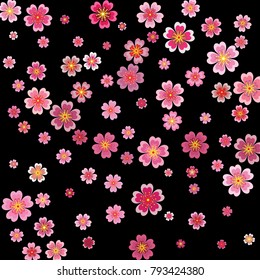Sakura blossoms background with 3d effect. Vector