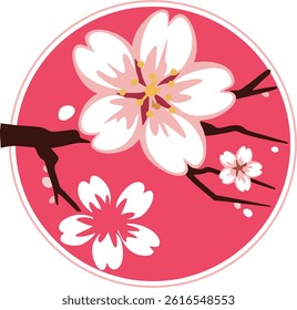 Sakura blossoms in a red frame