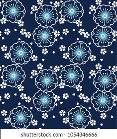 Sakura blue Japanese. New pattern seamless vector in graphic style background for fabric,textile,Advertising work,Publication,Vector Illustration design.