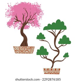 Sakura- und Bonsai-Baum , gut für Grafikdesign-Ressourcen, Pamflets, Plakate, Banner und mehr.