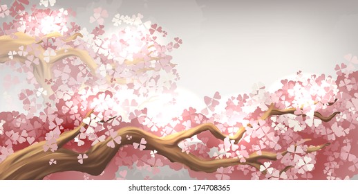 Sakura branch blooming