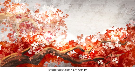 Sakura branch blooming