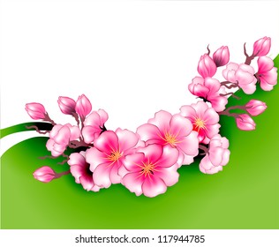 Sakura branch flowers design template