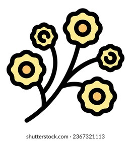 Sakura branch icon outline vector. Temple city. Train tokyo color flat