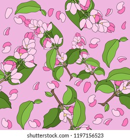 sakura branch seamless vector pattern
