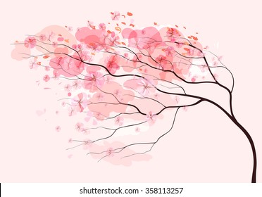 Sakura branch, spring floral background