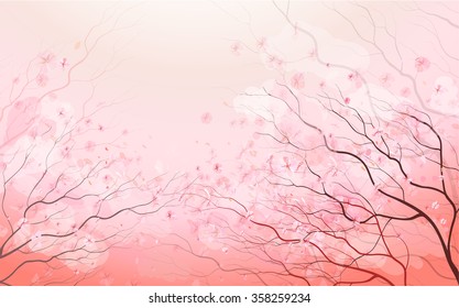 Sakura branch, spring floral background