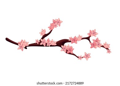 sakura branch tree icon flat isolated