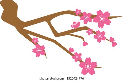 sakura branch vector with color