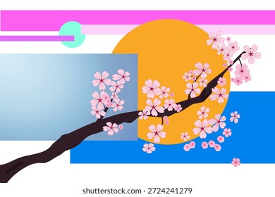 Rama Sakura. Dibujo de Vector en estilo Art Nouveau. Una ilustración para decoración con una rama sakura.