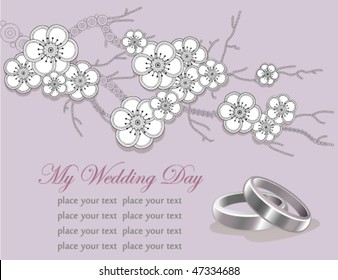 Sakura branch wedding invitation