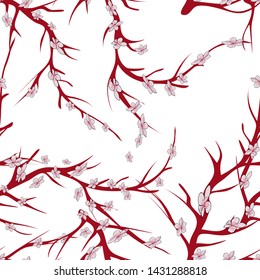 Sakura with branches vector illustration seamless pattern