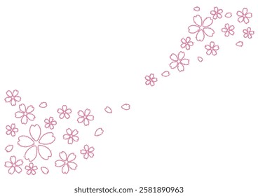 Sakura or cherry blossom background card, hand drawn style, vector illustration