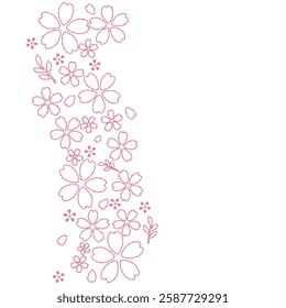 Sakura or cherry blossom background card, hand drawn style, vector illustration