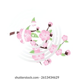 Sakura Cherry Blossom Branch Vector Illustration