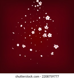 Sakura Cherry Blossom Confetti. Beautiful Premium Watercolor Texture. Blooming Cosmetics Ad Elegant Floral Background. Falling Japanese Cherry Sakura Rose Petals Design. Windy Leaves Confetti Frame.