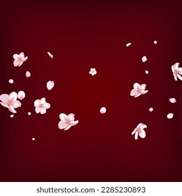 Sakura Cherry Blossom Confetti. Female Premium Watercolor Pattern. Windy Leaves Confetti Design. Falling Japanese Rose Sakura Cherry Petals Border. Blooming Cosmetics Ad Beautiful Floral Background.