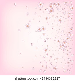 Sakura Cherry Blossom Confetti. Noble Premium Magic Pattern. Windy Leaves Confetti Poster. Falling Japanese Cherry Sakura Rose Petals Design. Blooming Cosmetics Ad Beautiful Flower Background.