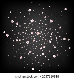 Sakura Cherry Blossom Confetti. Windy Leaves Confetti Border. Beautiful Premium Pastel Pattern. Falling Japanese Cherry Rose Sakura Petals Banner. Blooming Cosmetics Ad Female Flower Background.