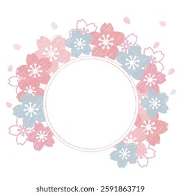 Sakura or cherry blossom frame card, hand drawn style, vector illustration