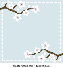Sakura Cherry Blossom Japanese Theme Background, vector illustration, design for invitation, fabric, packaging, postcard, greeting cards