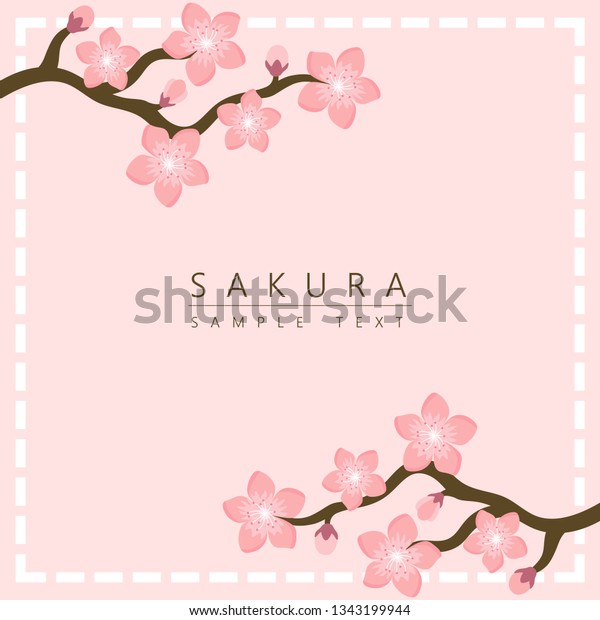 Sakura Cherry Blossom Japanese Theme Background Stock Vector