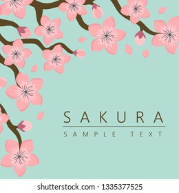 Sakura Cherry Blossom Pattern  japanese background, vector illustration, design for invitation, fabric, packaging, postcard, greeting cards