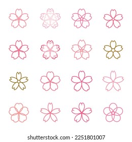 Sakura Flores de cerezo conjunto de iconos y marcos
