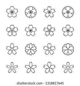 Sakura Cherry Blossoms Icon Set