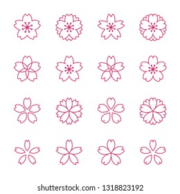 Sakura Cherry Blossoms Icon Set