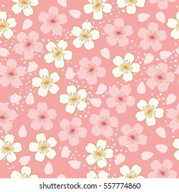 Sakura Cherry Blossoms Seamless Pattern Of Vector Illustration