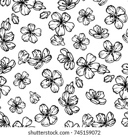 Sakura Cherry blossoms seamless pattern of vector illustration on white background
